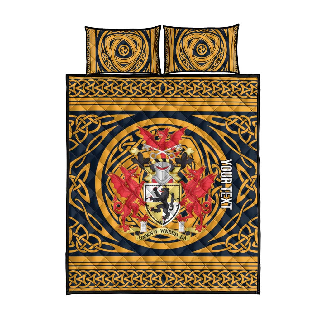 Personalized Denbighshire Wales Quilt Bed Set Coat Of Arms Celtic Style - Wonder Print Shop