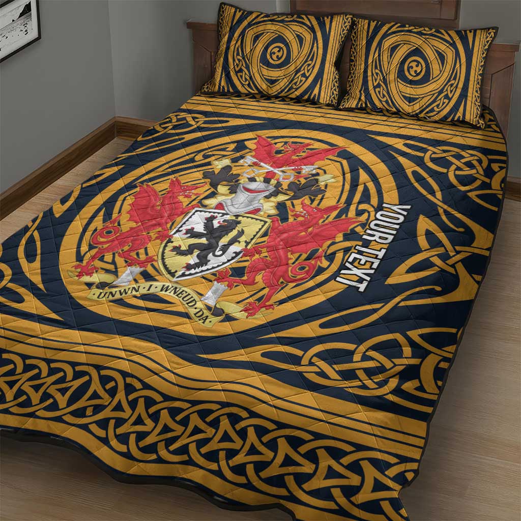 Personalized Denbighshire Wales Quilt Bed Set Coat Of Arms Celtic Style - Wonder Print Shop