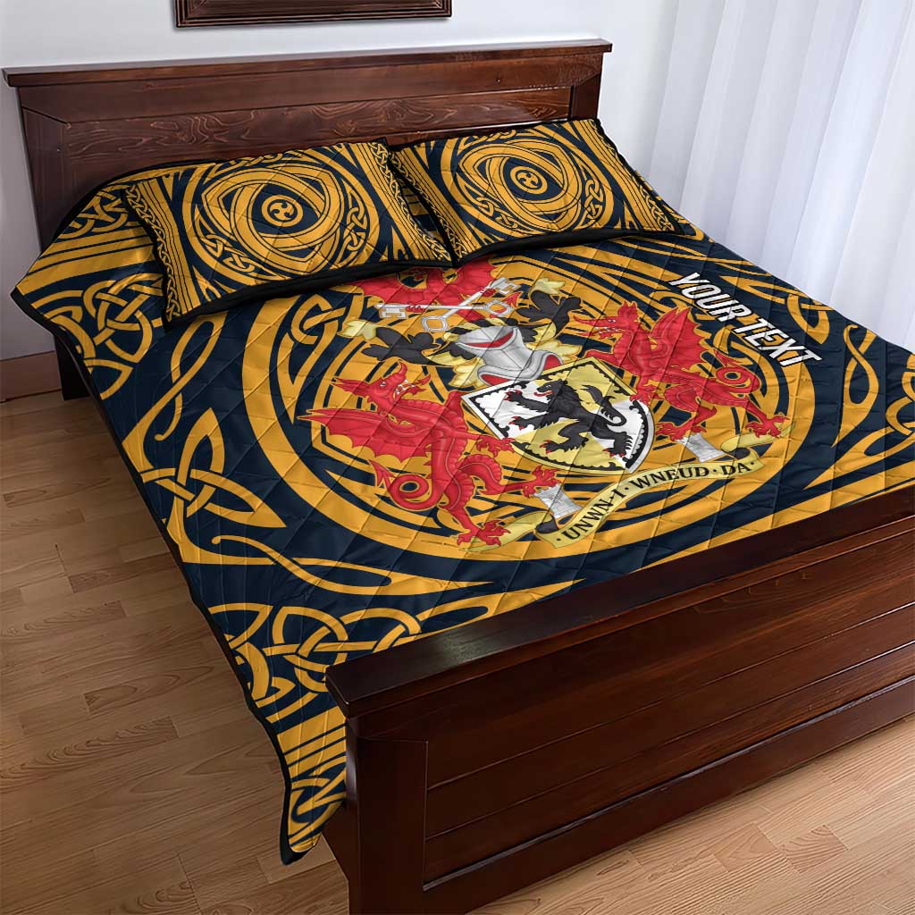 Personalized Denbighshire Wales Quilt Bed Set Coat Of Arms Celtic Style - Wonder Print Shop