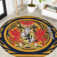 Personalized Denbighshire Wales Round Carpet Coat Of Arms Celtic Style - Wonder Print Shop