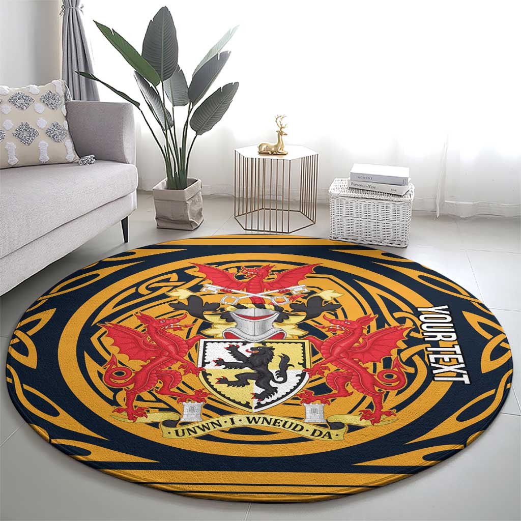 Personalized Denbighshire Wales Round Carpet Coat Of Arms Celtic Style - Wonder Print Shop
