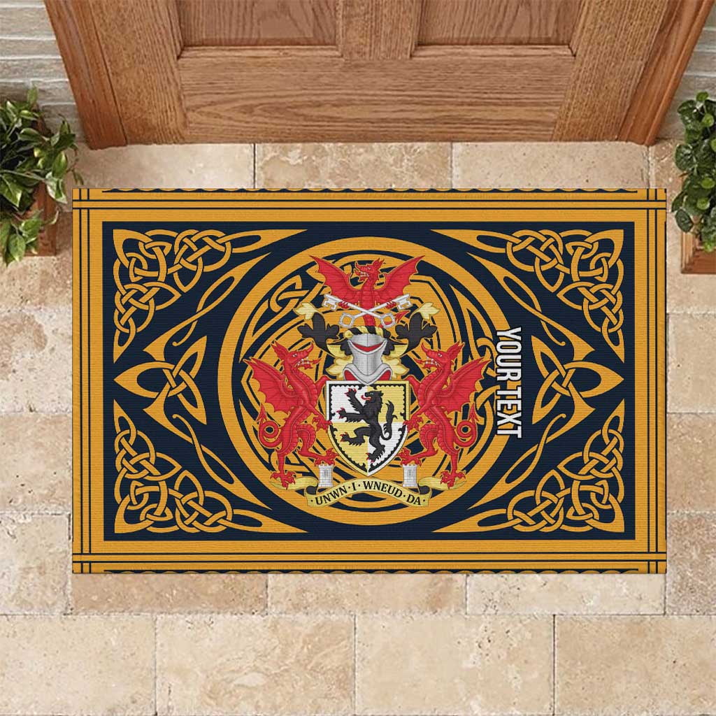 Personalized Denbighshire Wales Rubber Doormat Coat Of Arms Celtic Style - Wonder Print Shop