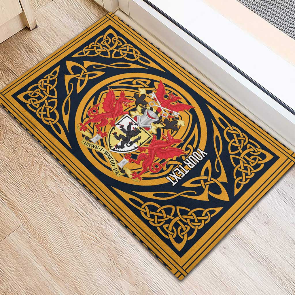 Personalized Denbighshire Wales Rubber Doormat Coat Of Arms Celtic Style - Wonder Print Shop