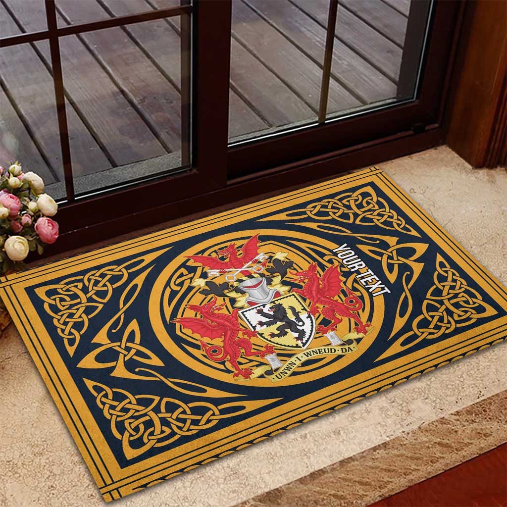 Personalized Denbighshire Wales Rubber Doormat Coat Of Arms Celtic Style - Wonder Print Shop