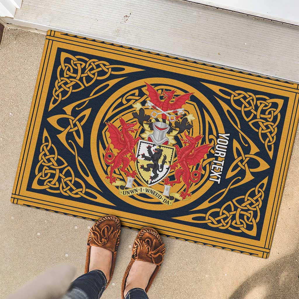 Personalized Denbighshire Wales Rubber Doormat Coat Of Arms Celtic Style - Wonder Print Shop
