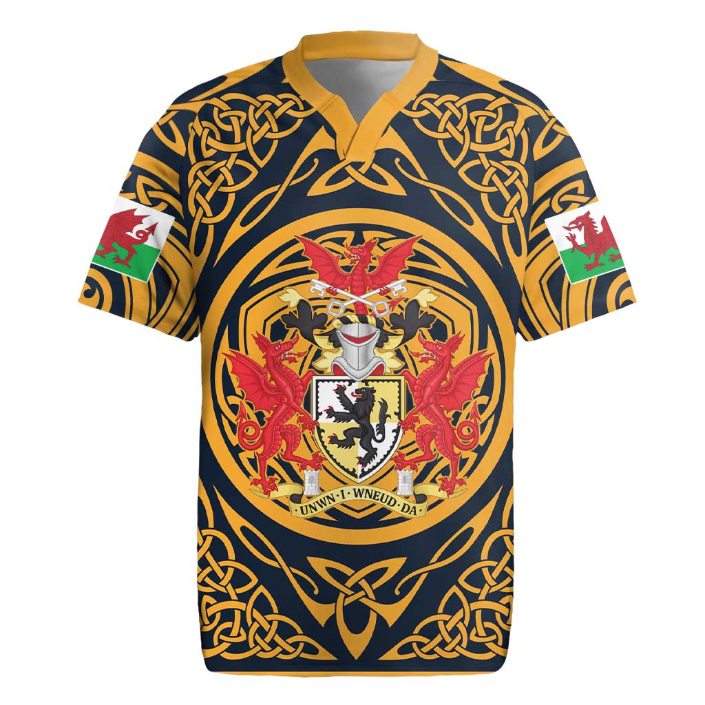 Personalized Denbighshire Wales Rugby Jersey Coat Of Arms Celtic Style - Wonder Print Shop