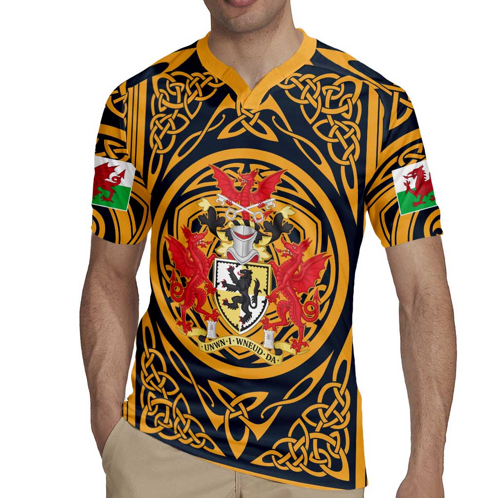 Personalized Denbighshire Wales Rugby Jersey Coat Of Arms Celtic Style - Wonder Print Shop
