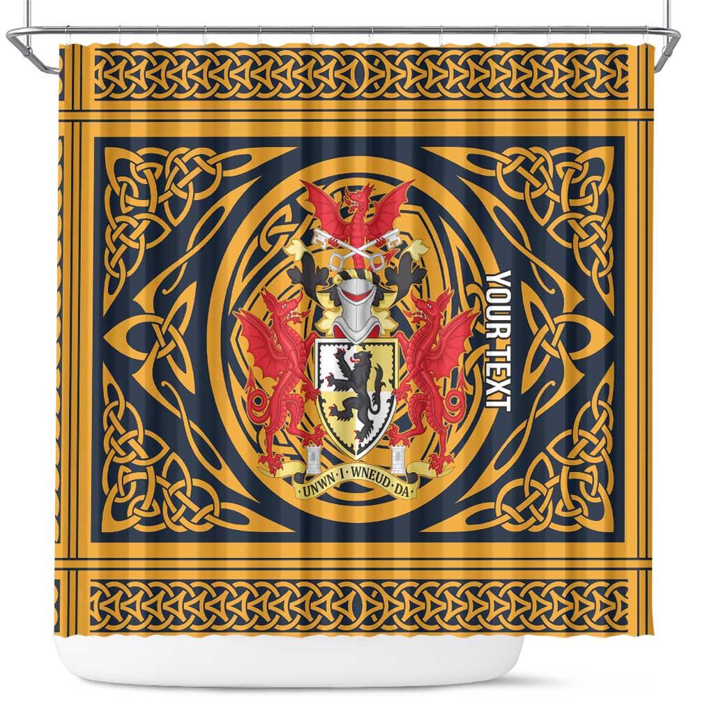 Personalized Denbighshire Wales Shower Curtain Coat Of Arms Celtic Style - Wonder Print Shop