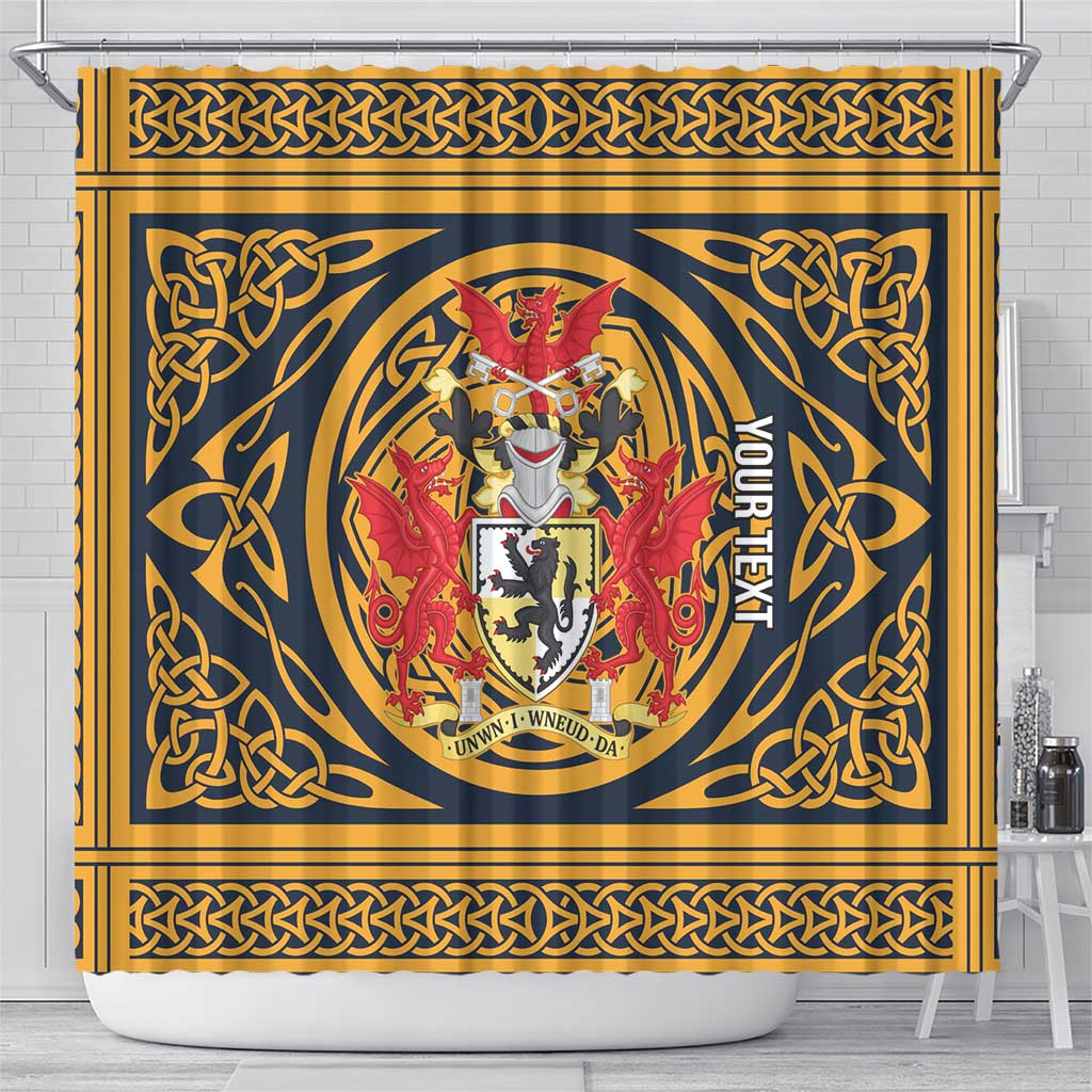 Personalized Denbighshire Wales Shower Curtain Coat Of Arms Celtic Style - Wonder Print Shop