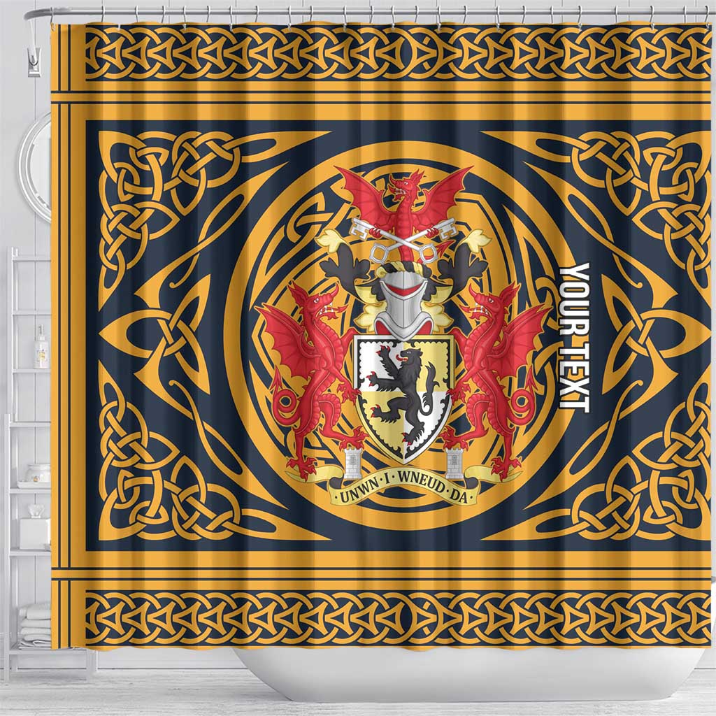 Personalized Denbighshire Wales Shower Curtain Coat Of Arms Celtic Style - Wonder Print Shop