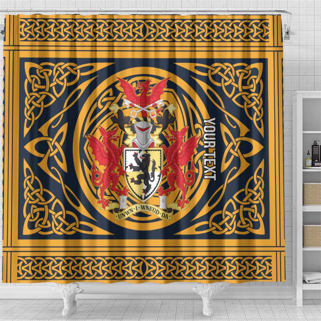 Personalized Denbighshire Wales Shower Curtain Coat Of Arms Celtic Style - Wonder Print Shop