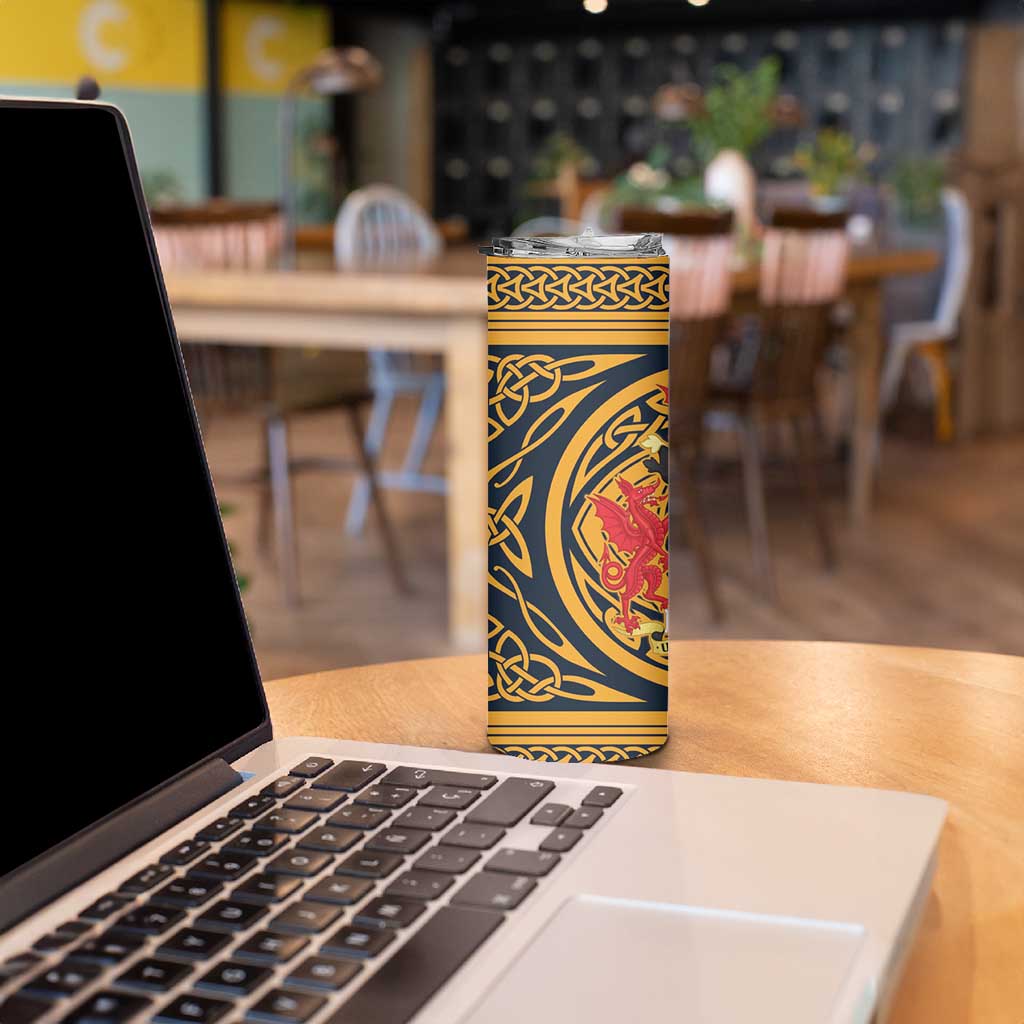 Personalized Denbighshire Wales Skinny Tumbler Coat Of Arms Celtic Style - Wonder Print Shop