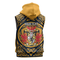 Personalized Denbighshire Wales Sleeveless Hoodie Coat Of Arms Celtic Style - Wonder Print Shop