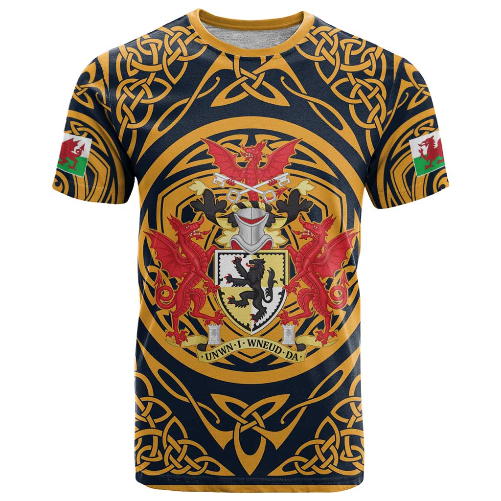 Personalized Denbighshire Wales T Shirt Coat Of Arms Celtic Style - Wonder Print Shop