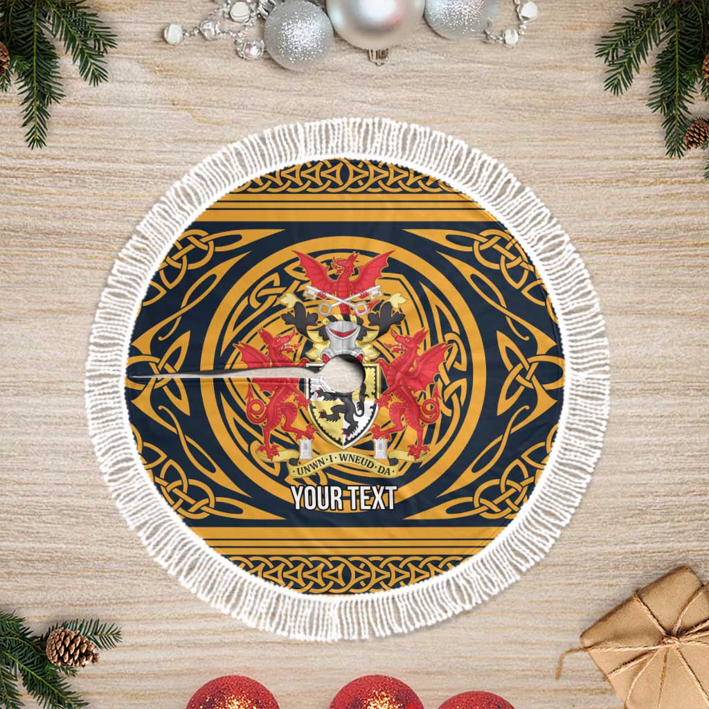 Personalized Denbighshire Wales Tree Skirt Coat Of Arms Celtic Style - Wonder Print Shop