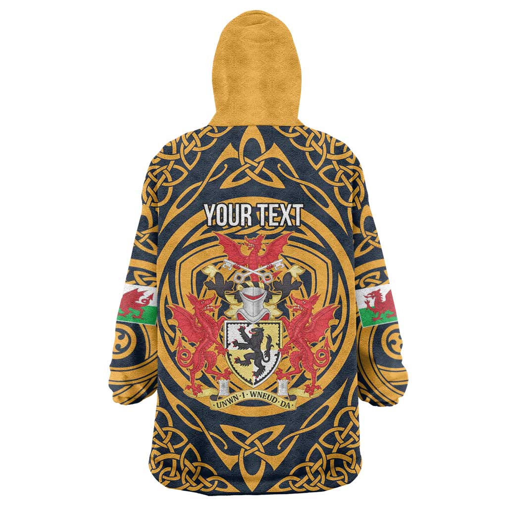 Personalized Denbighshire Wales Wearable Blanket Hoodie Coat Of Arms Celtic Style - Wonder Print Shop