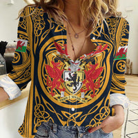 Personalized Denbighshire Wales Women Casual Shirt Coat Of Arms Celtic Style - Wonder Print Shop