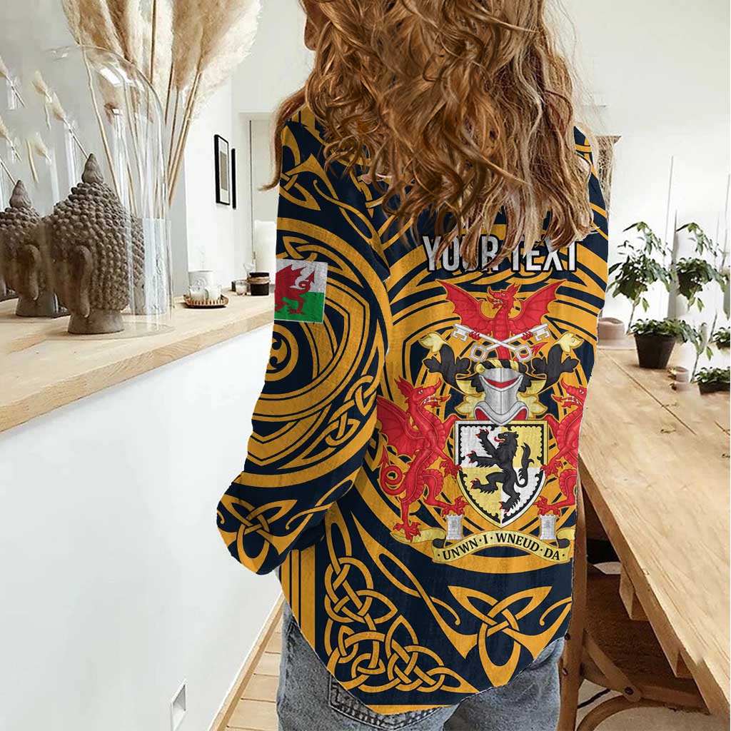 Personalized Denbighshire Wales Women Casual Shirt Coat Of Arms Celtic Style - Wonder Print Shop