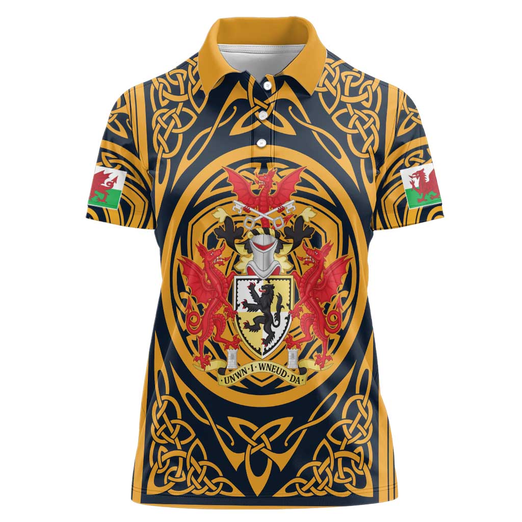 Personalized Denbighshire Wales Women Polo Shirt Coat Of Arms Celtic Style - Wonder Print Shop