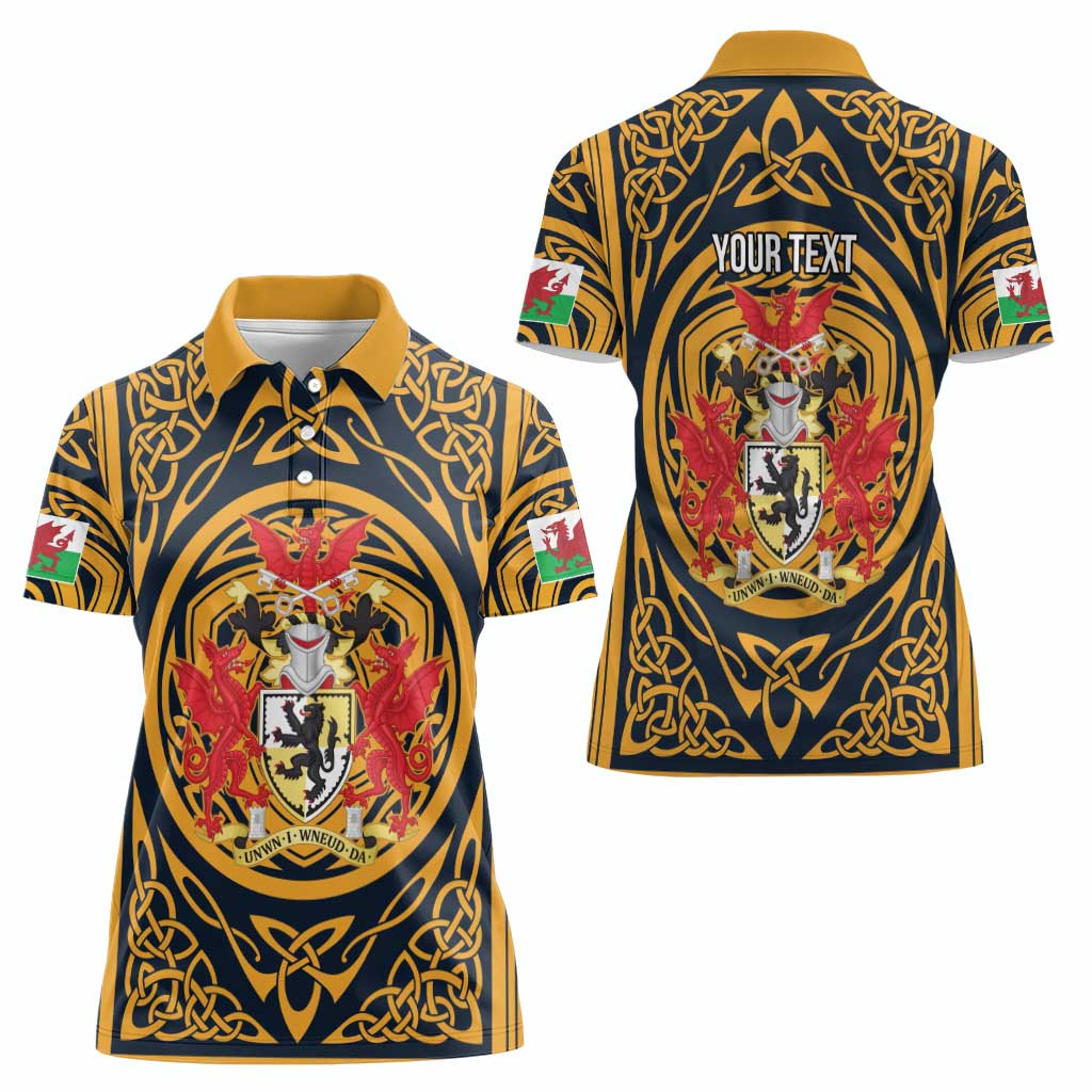 Personalized Denbighshire Wales Women Polo Shirt Coat Of Arms Celtic Style - Wonder Print Shop