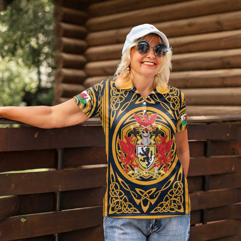 Personalized Denbighshire Wales Women Polo Shirt Coat Of Arms Celtic Style - Wonder Print Shop