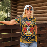 Personalized Denbighshire Wales Women Polo Shirt Coat Of Arms Celtic Style - Wonder Print Shop