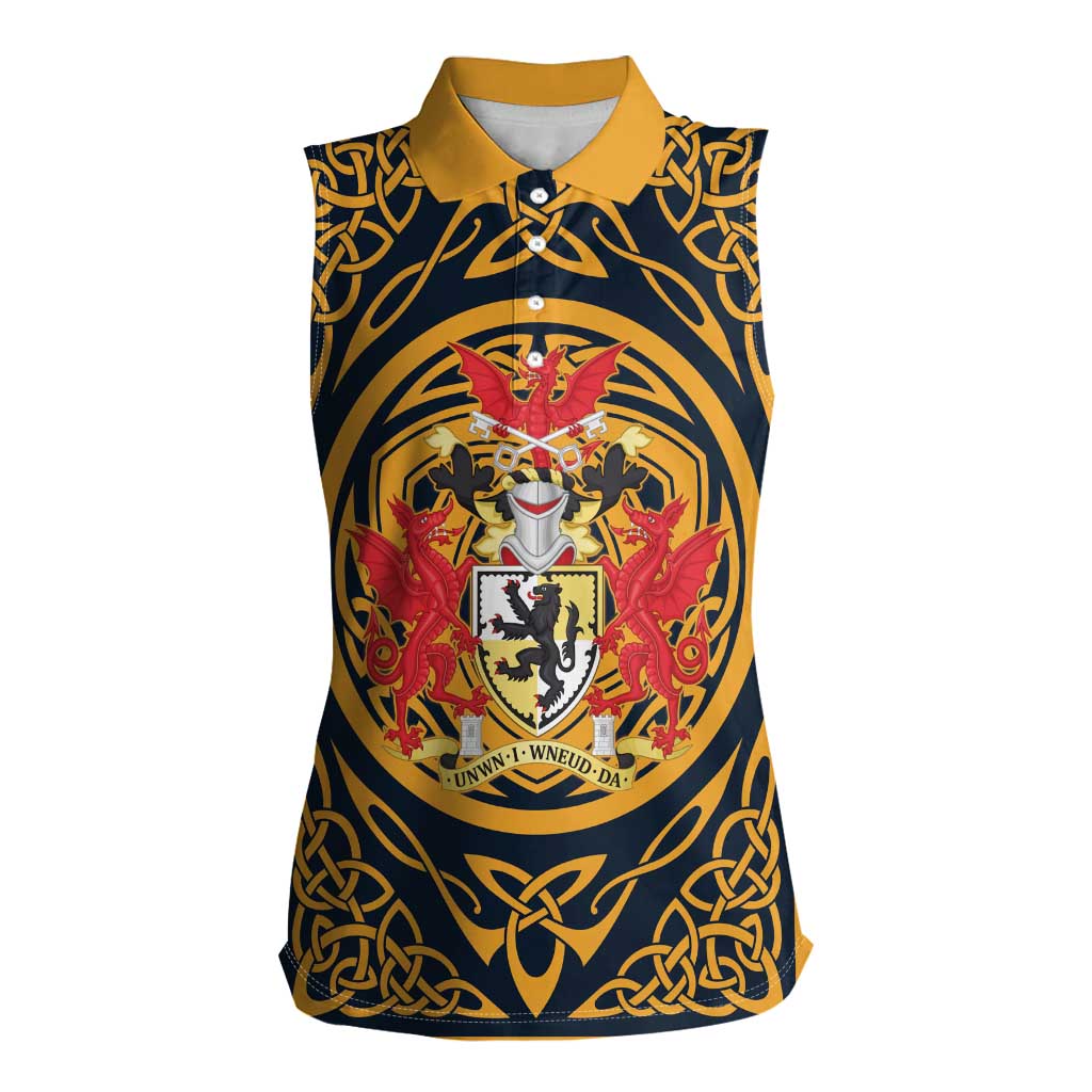 Personalized Denbighshire Wales Women Sleeveless Polo Shirt Coat Of Arms Celtic Style - Wonder Print Shop
