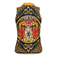 Personalized Denbighshire Wales Women Sleeveless Polo Shirt Coat Of Arms Celtic Style - Wonder Print Shop