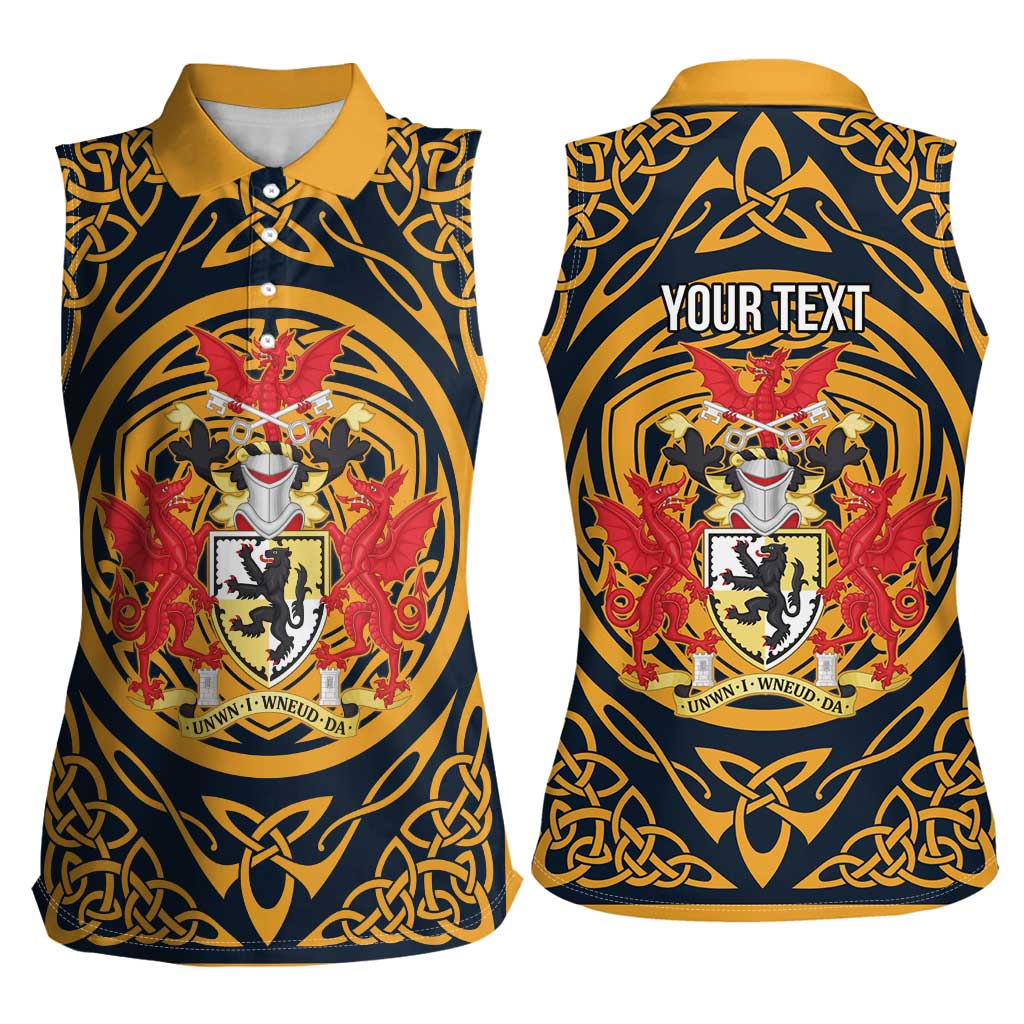 Personalized Denbighshire Wales Women Sleeveless Polo Shirt Coat Of Arms Celtic Style - Wonder Print Shop