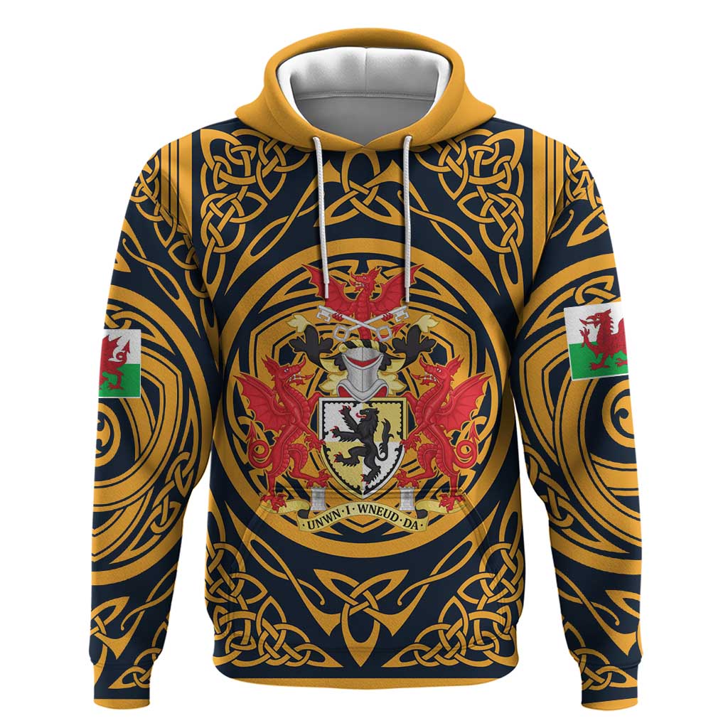 Personalized Denbighshire Wales Zip Hoodie Coat Of Arms Celtic Style - Wonder Print Shop