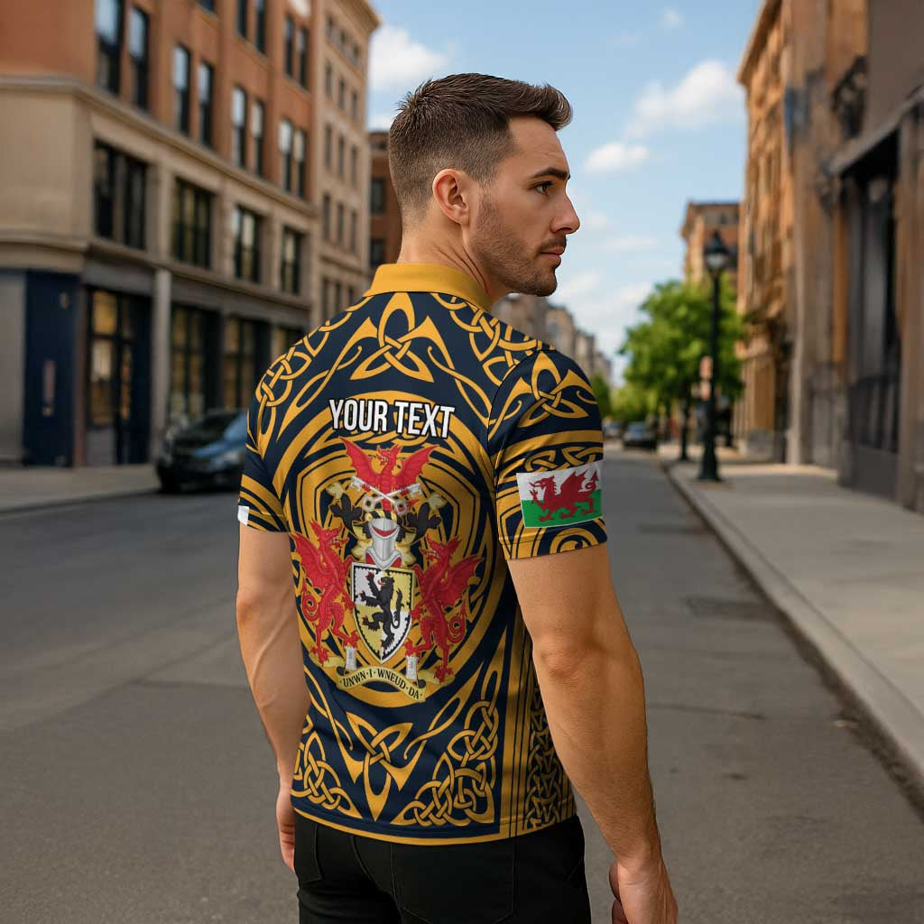 Personalized Denbighshire Wales Zipper Polo Shirt Coat Of Arms Celtic Style - Wonder Print Shop