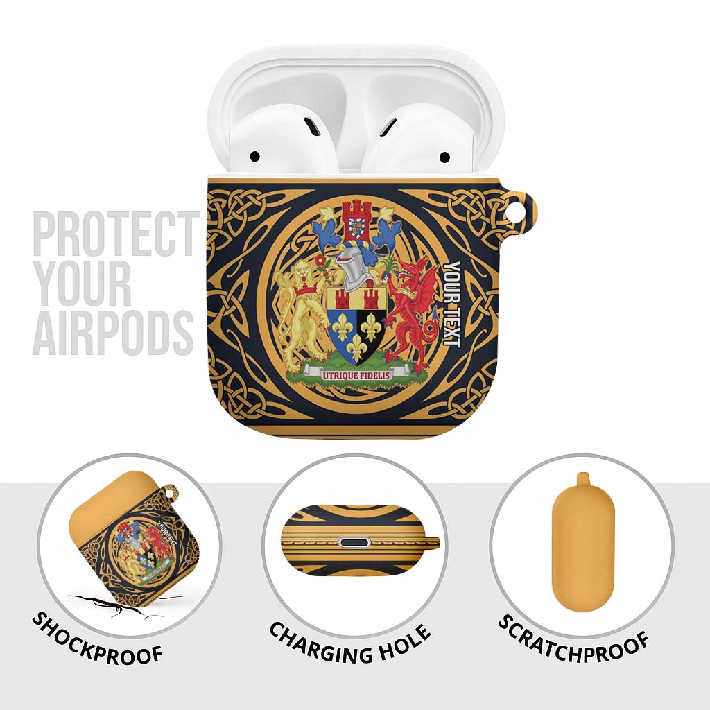 Personalized Monmouthshire Wales AirPods Case Coat Of Arms Celtic Style - Wonder Print Shop