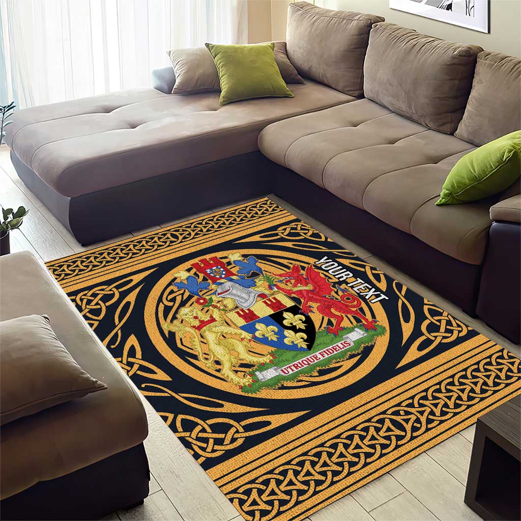 Personalized Monmouthshire Wales Area Rug Coat Of Arms Celtic Style - Wonder Print Shop