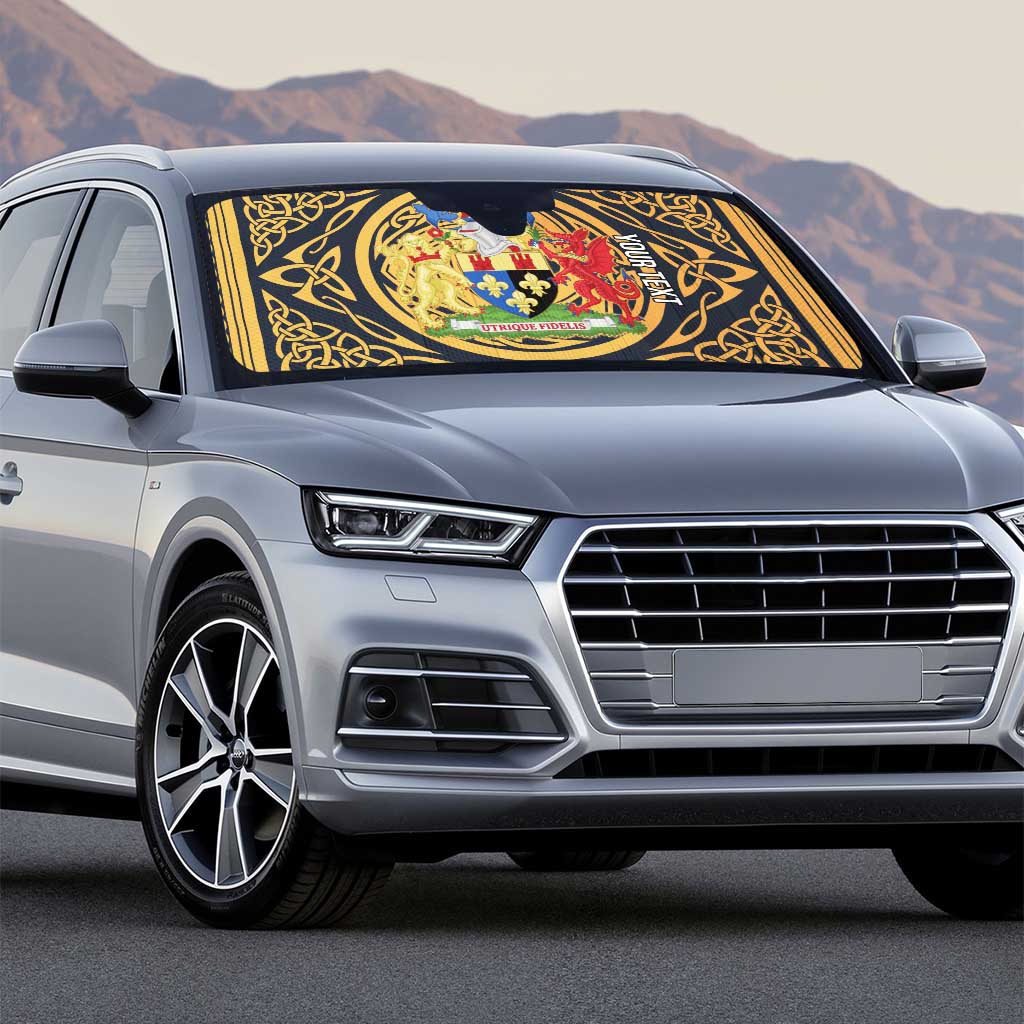 Personalized Monmouthshire Wales Auto Sun Shade Coat Of Arms Celtic Style - Wonder Print Shop