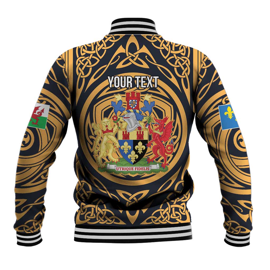 Personalized Monmouthshire Wales Baseball Jacket Coat Of Arms Celtic Style - Wonder Print Shop