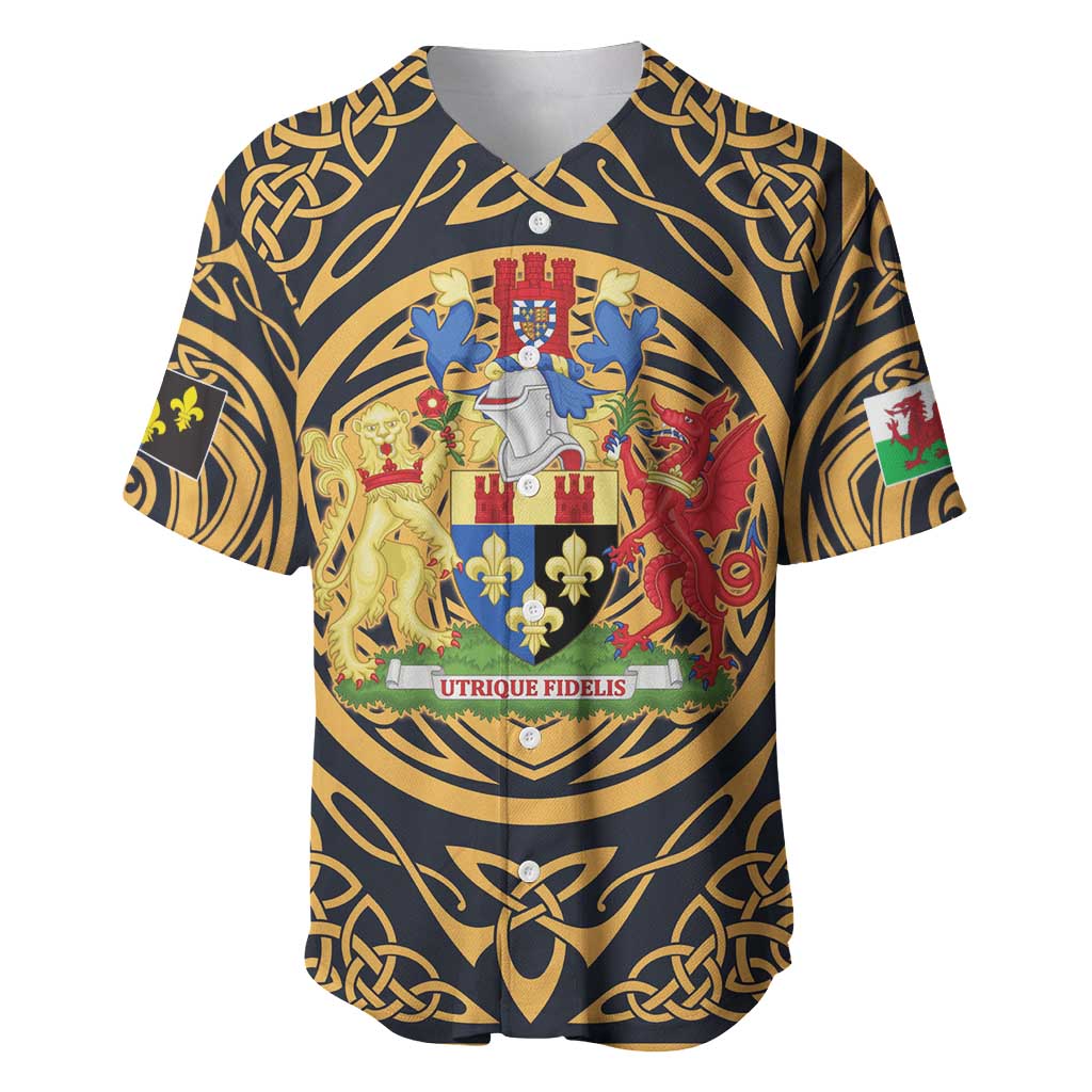 Personalized Monmouthshire Wales Baseball Jersey Coat Of Arms Celtic Style - Wonder Print Shop