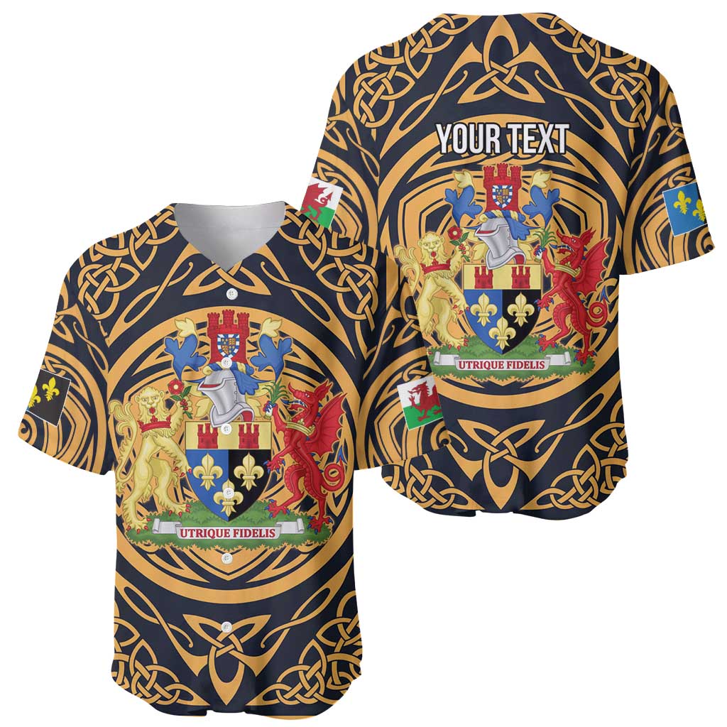 Personalized Monmouthshire Wales Baseball Jersey Coat Of Arms Celtic Style - Wonder Print Shop