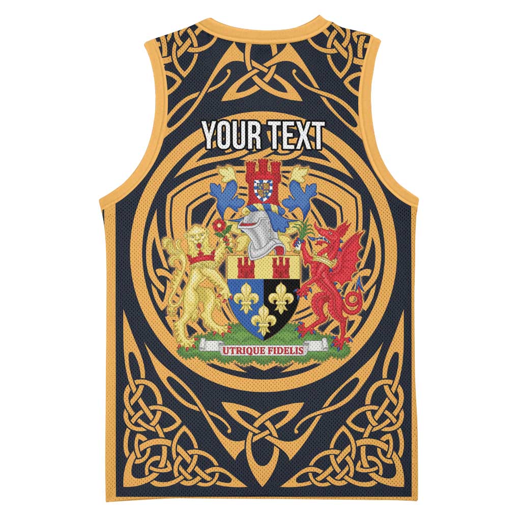 Personalized Monmouthshire Wales Basketball Jersey Coat Of Arms Celtic Style - Wonder Print Shop