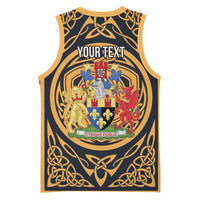 Personalized Monmouthshire Wales Basketball Jersey Coat Of Arms Celtic Style - Wonder Print Shop