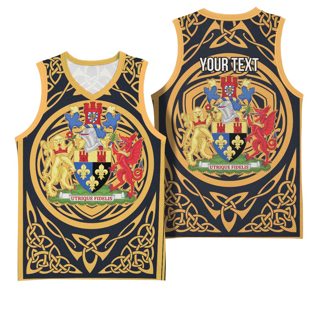 Personalized Monmouthshire Wales Basketball Jersey Coat Of Arms Celtic Style - Wonder Print Shop