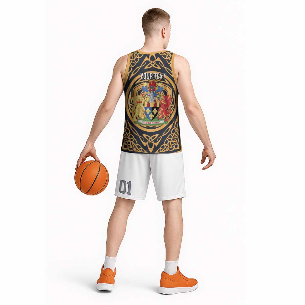 Personalized Monmouthshire Wales Basketball Jersey Coat Of Arms Celtic Style - Wonder Print Shop