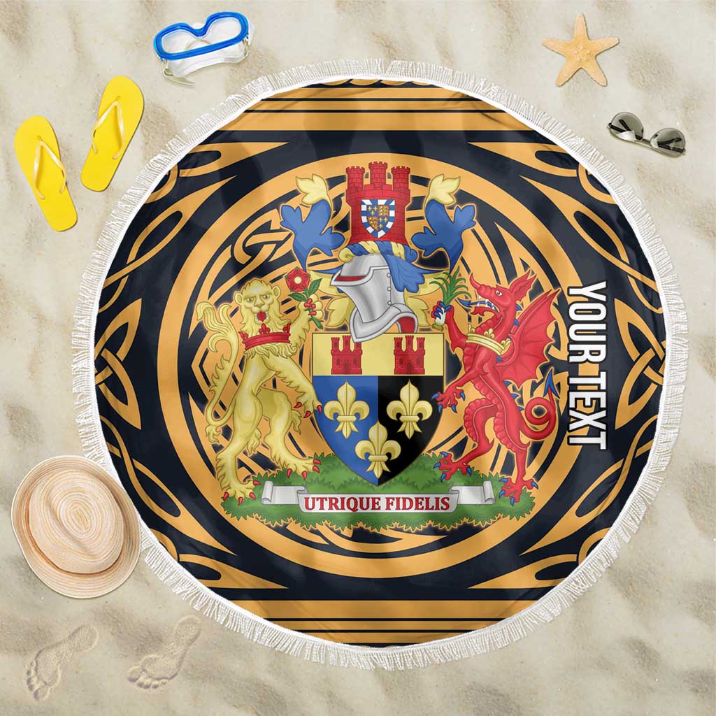 Personalized Monmouthshire Wales Beach Blanket Coat Of Arms Celtic Style - Wonder Print Shop