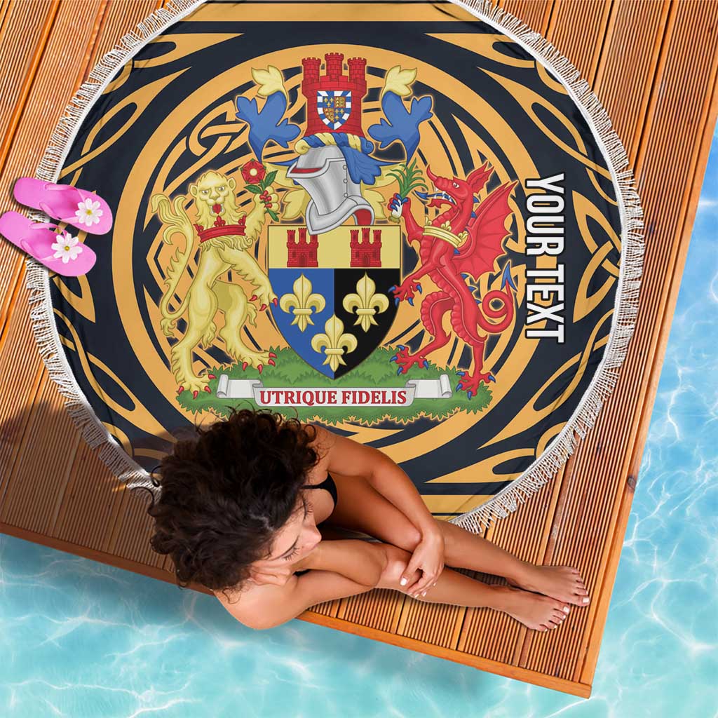 Personalized Monmouthshire Wales Beach Blanket Coat Of Arms Celtic Style - Wonder Print Shop