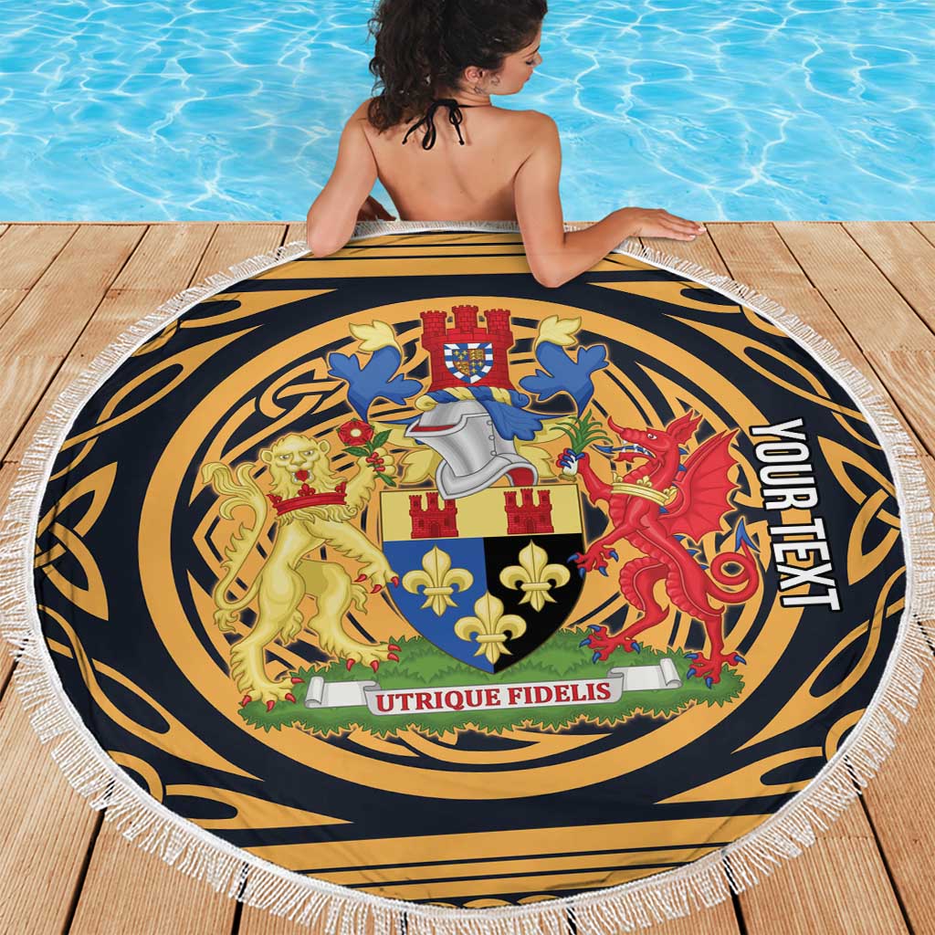 Personalized Monmouthshire Wales Beach Blanket Coat Of Arms Celtic Style - Wonder Print Shop