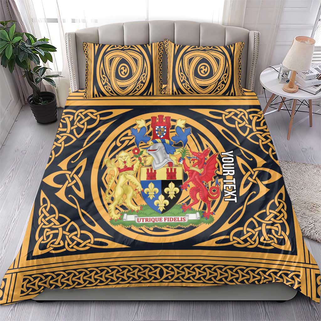 Personalized Monmouthshire Wales Bedding Set Coat Of Arms Celtic Style - Wonder Print Shop