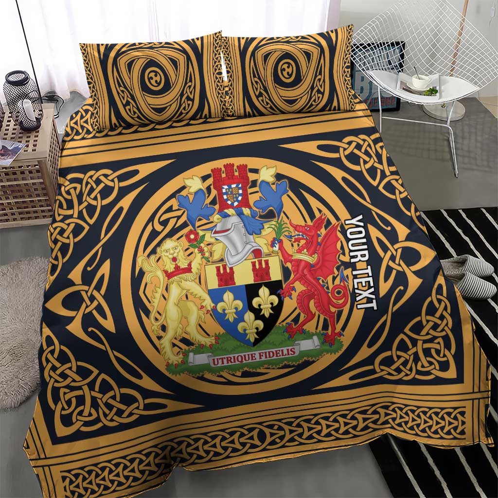 Personalized Monmouthshire Wales Bedding Set Coat Of Arms Celtic Style - Wonder Print Shop