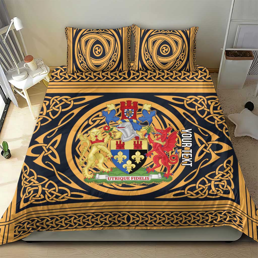 Personalized Monmouthshire Wales Bedding Set Coat Of Arms Celtic Style - Wonder Print Shop