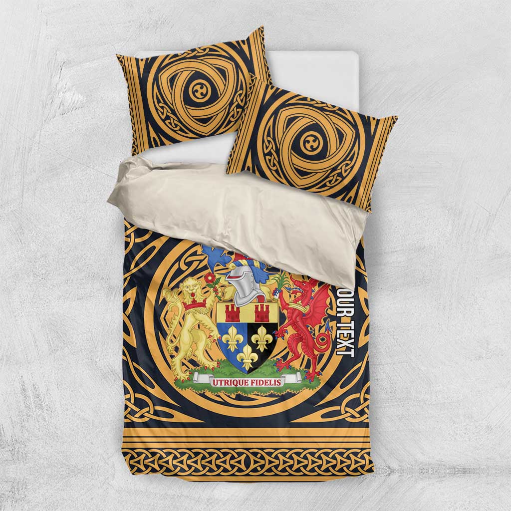 Personalized Monmouthshire Wales Bedding Set Coat Of Arms Celtic Style - Wonder Print Shop
