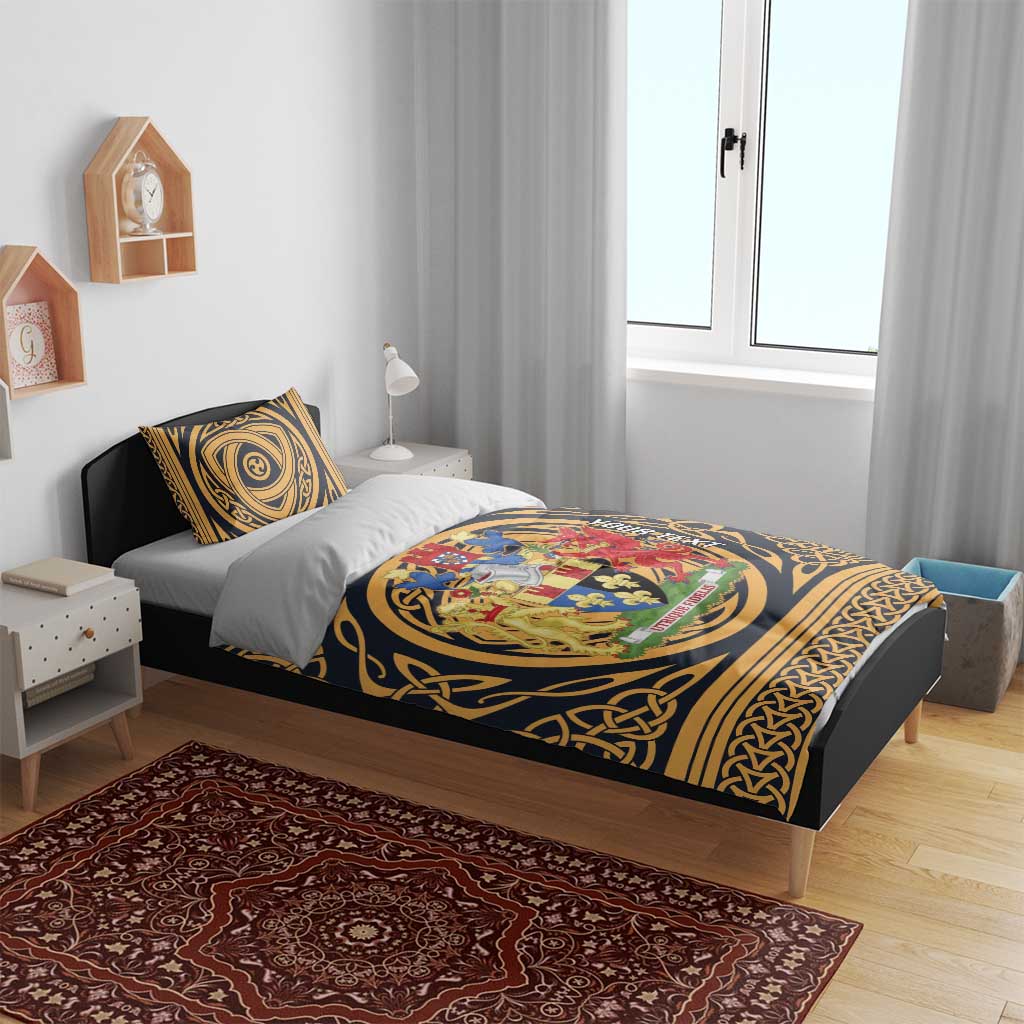 Personalized Monmouthshire Wales Bedding Set Coat Of Arms Celtic Style - Wonder Print Shop