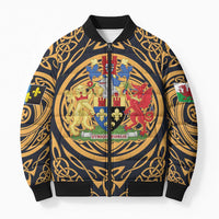 Personalized Monmouthshire Wales Bomber Puffer Jacket Coat Of Arms Celtic Style - Wonder Print Shop